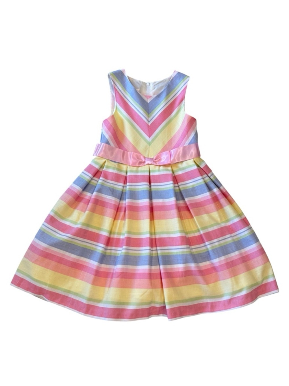 Bonnie Jean multicolor pastel sleeveless striped girls dress size 7